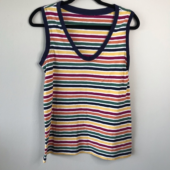 Caslon Striped V-Neck Tank Sz Small - Picture 1 of 5